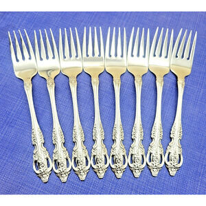 Lot of 8 Oneida Renoir Pembrooke 6 3/4" Salad Forks Stainless